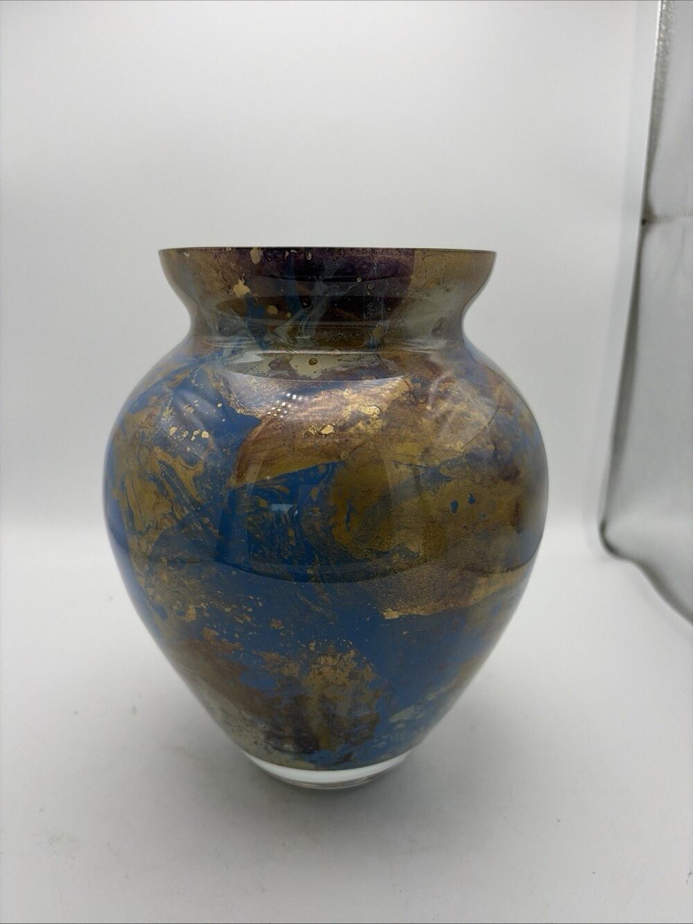 Vase River Road Original Vintage Multicolor Metallic glaze lightweight glass